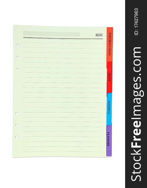 Paper note with color activity tab.