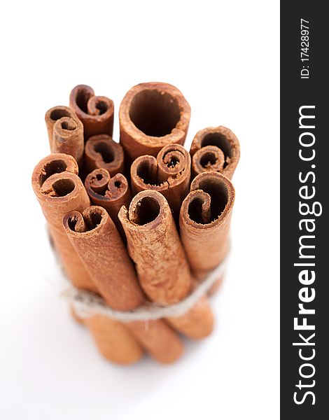 Group of cinnamon sticks isolated on white background. Group of cinnamon sticks isolated on white background