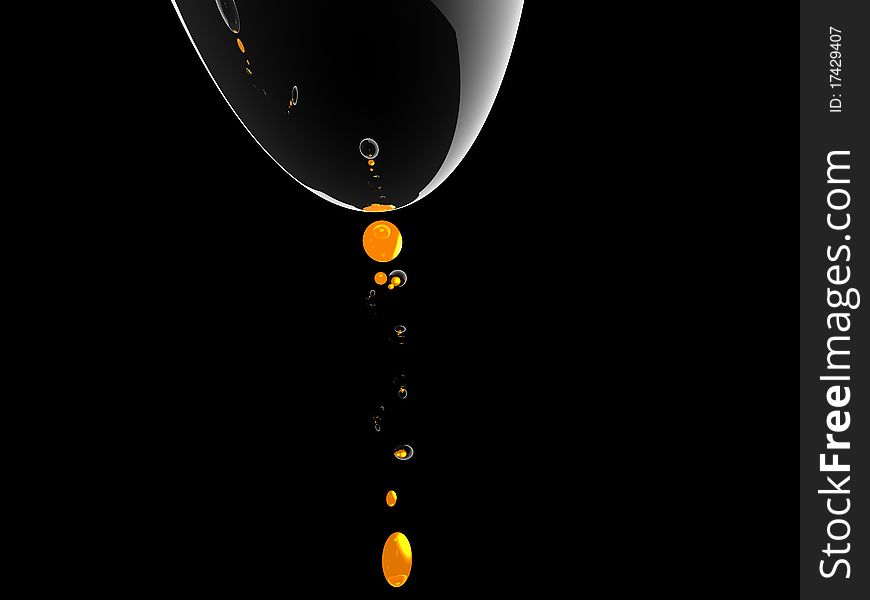 Composition of black, yellow, transparent balls on the black background. Composition of black, yellow, transparent balls on the black background