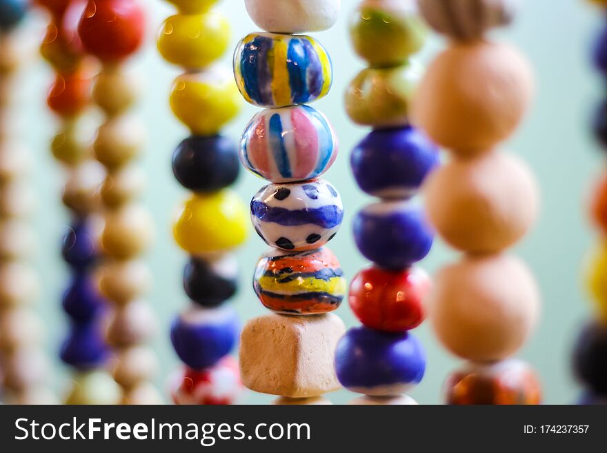 Ceramic beads Brought together A bead curtain