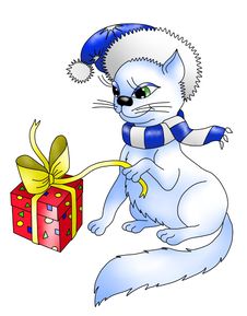 Cat With A Gift Stock Photography Cat With A Gift Stock Photography