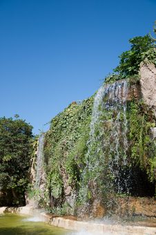 Waterfall And Grotto In The Genoves Park, Cadiz Stock Photography Waterfall And Grotto In The Genoves Park, Cadiz Stock Photography