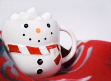 Hot Cocoa With Marshmallows In Snowman Mug Royalty Free Stock Photos Hot Cocoa With Marshmallows In Snowman Mug Royalty Free Stock Photos
