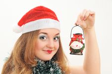 Smiling Girl With Lantern In Hand Stock Images Smiling Girl With Lantern In Hand Stock Images