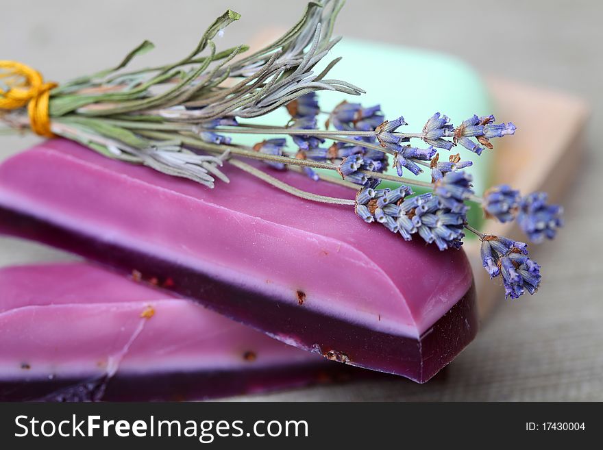 Handmade Lavender Soap Bars And Lavender