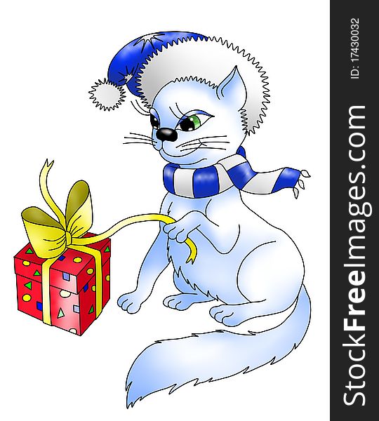 Cat with a gift