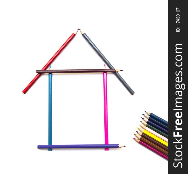 Color Pencils In House Shape