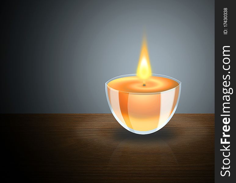 Stil life candle on wooden table
