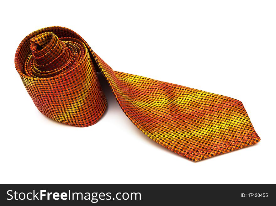 Bright and fashionable tie on a white background