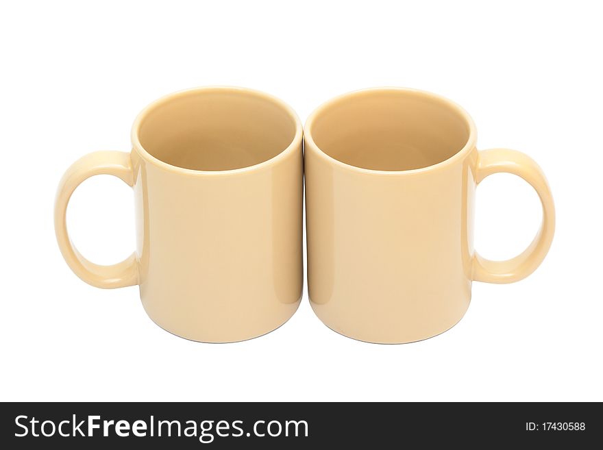 Two coffee cups on a white background