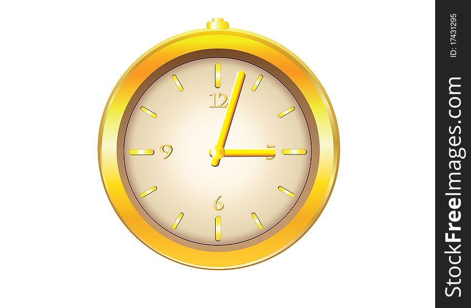 This illustration depicts a gold clock