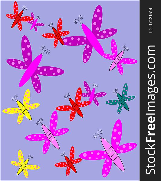 Pattern of butterflies in cartoon style for backgrounds. Pattern of butterflies in cartoon style for backgrounds