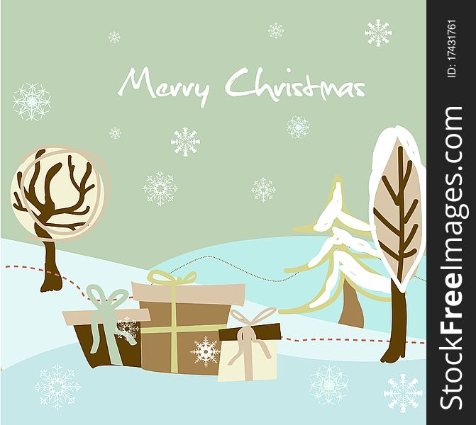 Christmas vector card with abstract fir. Christmas vector card with abstract fir