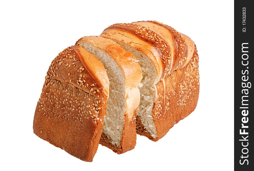 Bread sliced on overwhite background. Bread sliced on overwhite background