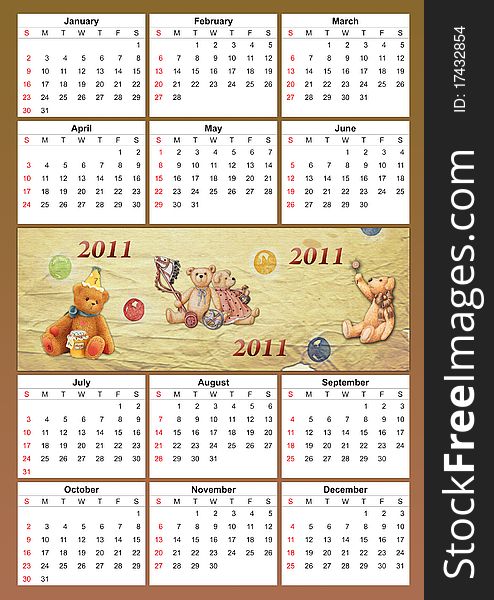 2011 childish calendar ( week starts on sunday)