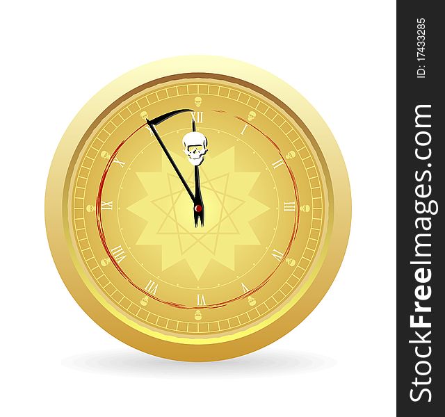 Illustration the clock of the death isolated on a white background - vector