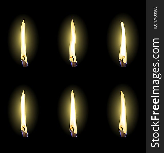 Set of realistic flames are isolated - vector