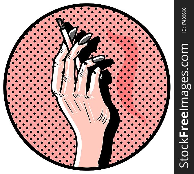 Hand with smoking cigarette Comic