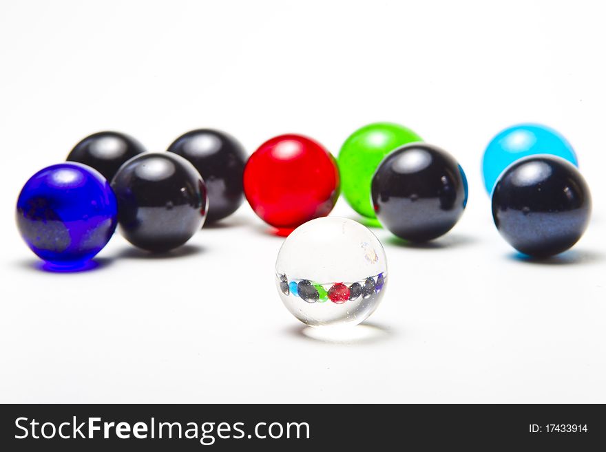 Set of marble spheres with diffrent colors