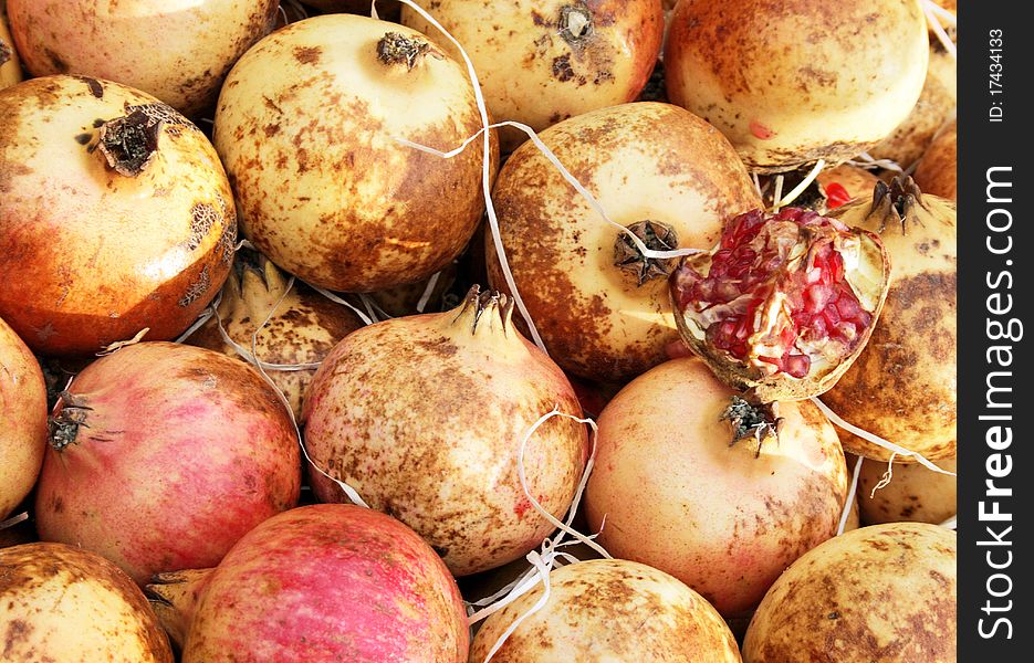 Ripe pomegranate for sale at the market