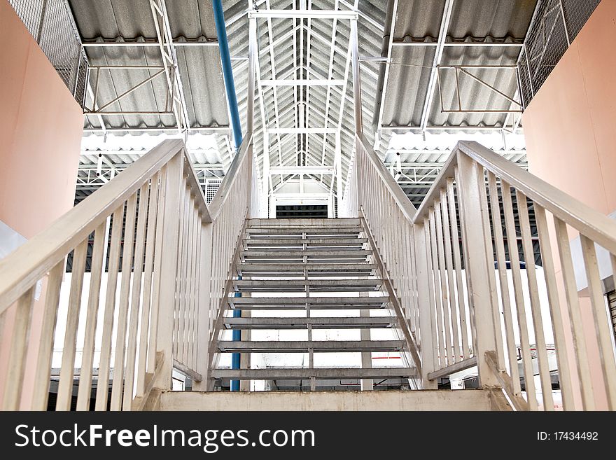 White steel staircase white steel Background