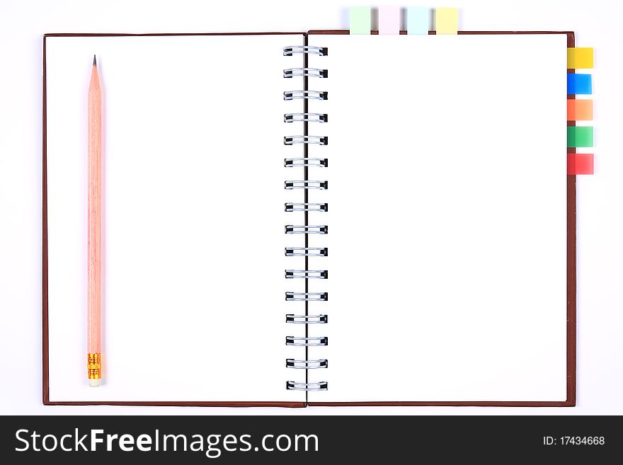 Blank notebook with bookmark