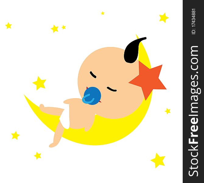 Cute baby with cute moon and stars. Cute baby with cute moon and stars