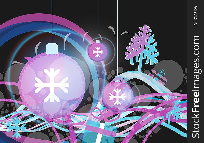 New Year and Christmas image, with snow balls. New Year and Christmas image, with snow balls