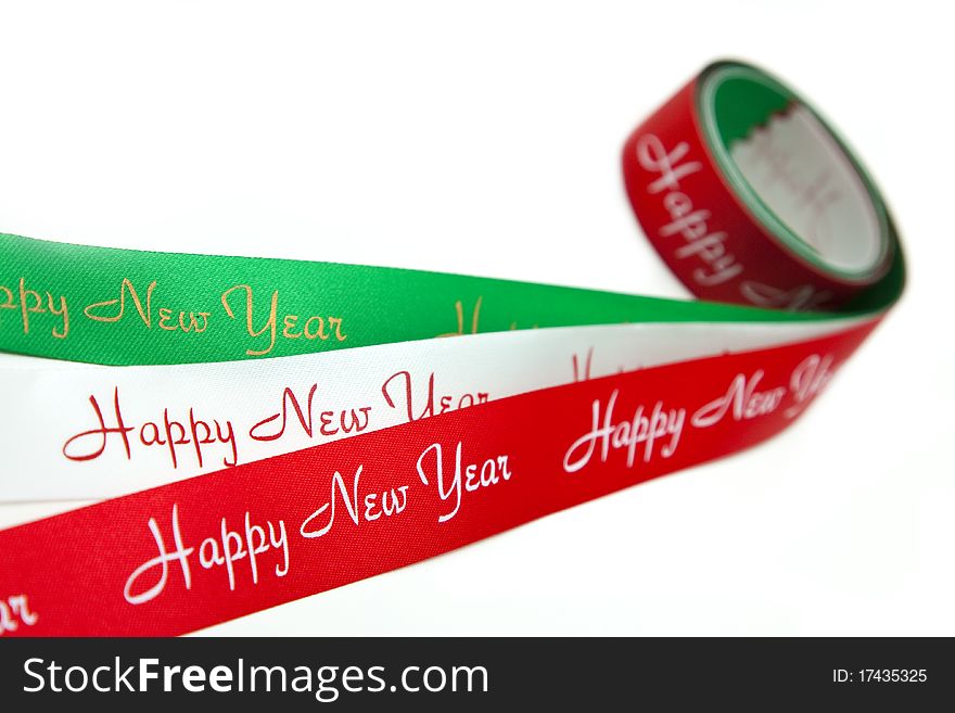 Red/White/Green ribbon with Happy New Year text