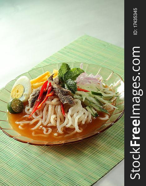 Malaysian Malay traditional spicy gravy noodle. Malaysian Malay traditional spicy gravy noodle