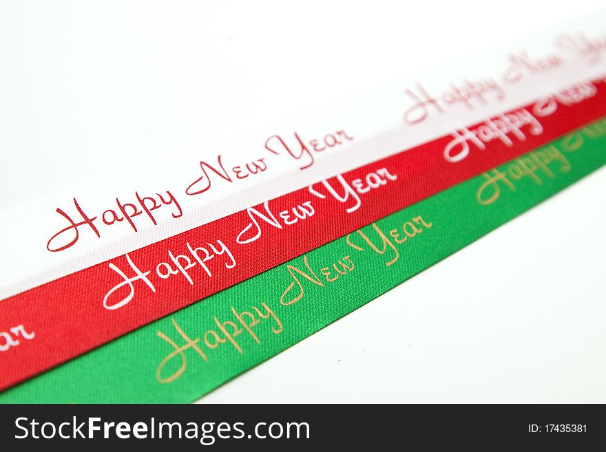 Red/White/Green ribbon with Happy New Year text