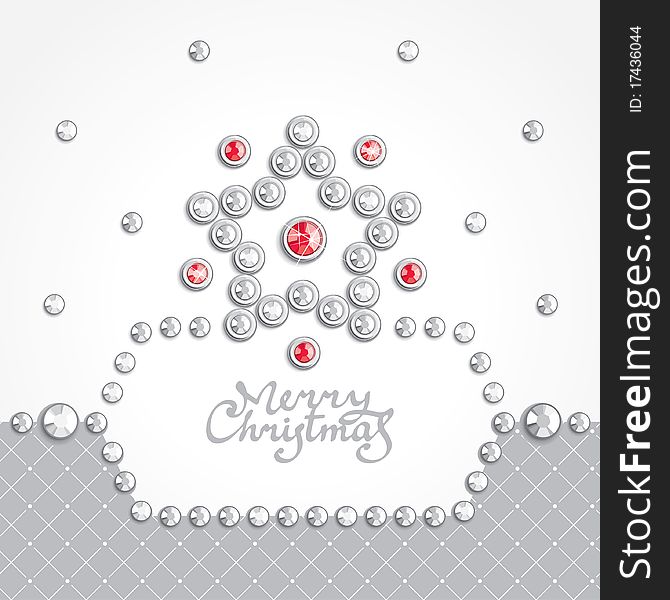 Christmas background with star silhouette and text frame composed of crystals