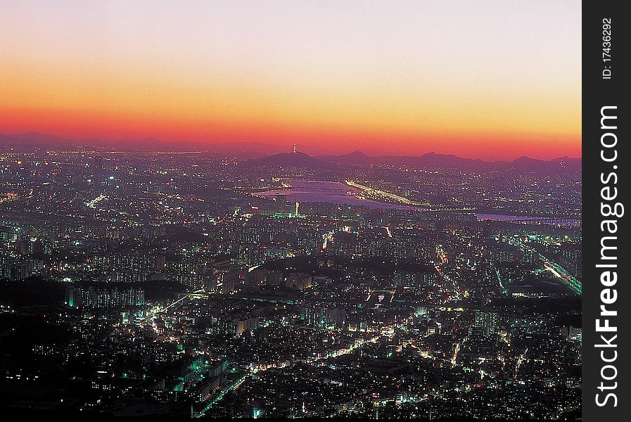 Night view of city,panoramic. Night view of city,panoramic