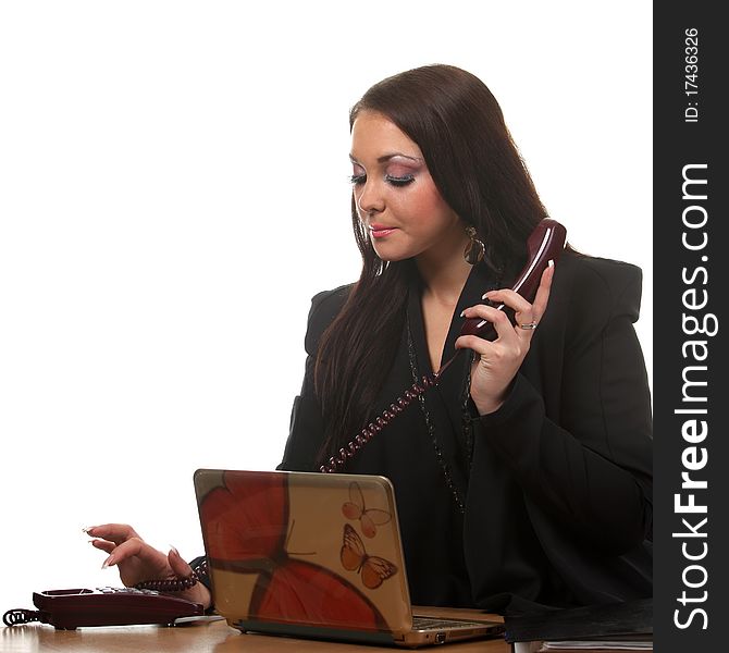 Attractive businesswoman on the workspace