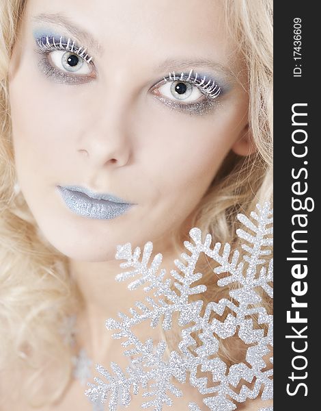 Portrait of beautiful blonde with winter make-up. Portrait of beautiful blonde with winter make-up