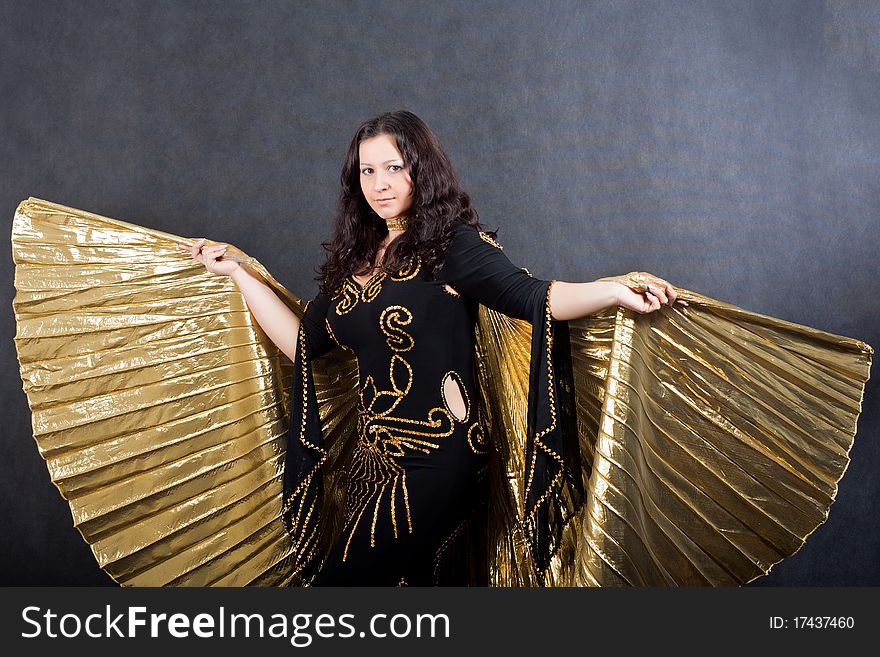 Asian women with wings in studio