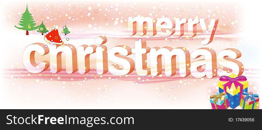 Merry Christmas Pink Text/Vector