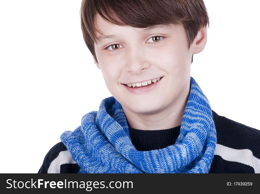 Studio picture of a young man dressed for winter. Studio picture of a young man dressed for winter