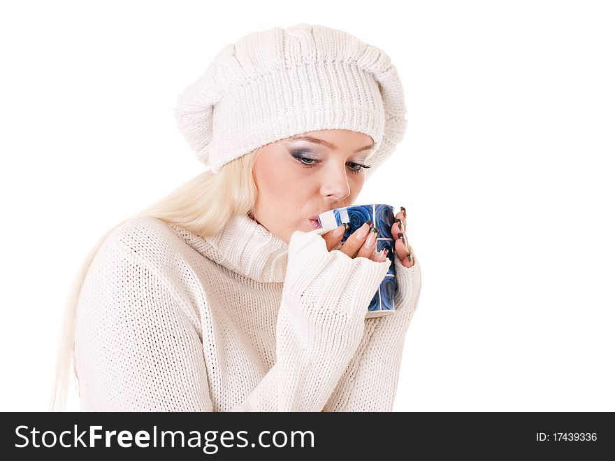 Portrait of beautiful girl with cup of coffee. Portrait of beautiful girl with cup of coffee