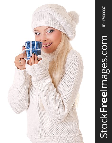 Portrait of beautiful girl with cup of coffee. Portrait of beautiful girl with cup of coffee