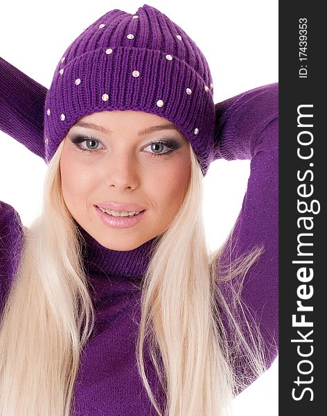 A beautiful caucasian girl in winter clothing