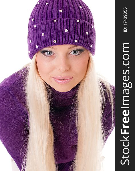 A beautiful caucasian girl in winter clothing