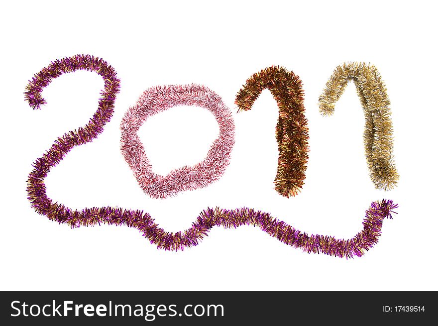 Number 2011 from a tinsel on a white background. Number 2011 from a tinsel on a white background.