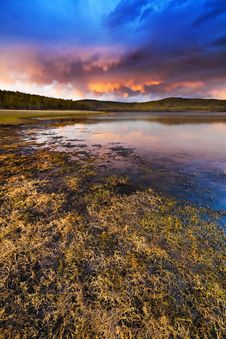 Sunset Under The Lake And Forest Stock Photography Sunset Under The Lake And Forest Stock Photography