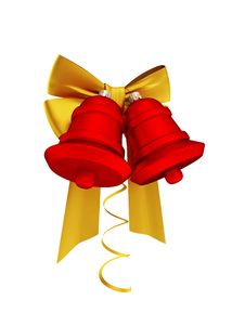 Golden Ribbons And Red Bells Royalty Free Stock Photos Golden Ribbons And Red Bells Royalty Free Stock Photos