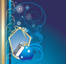 Blue Ball And Snowflakes. Christmas Card Royalty Free Stock Image Blue Ball And Snowflakes. Christmas Card Royalty Free Stock Image