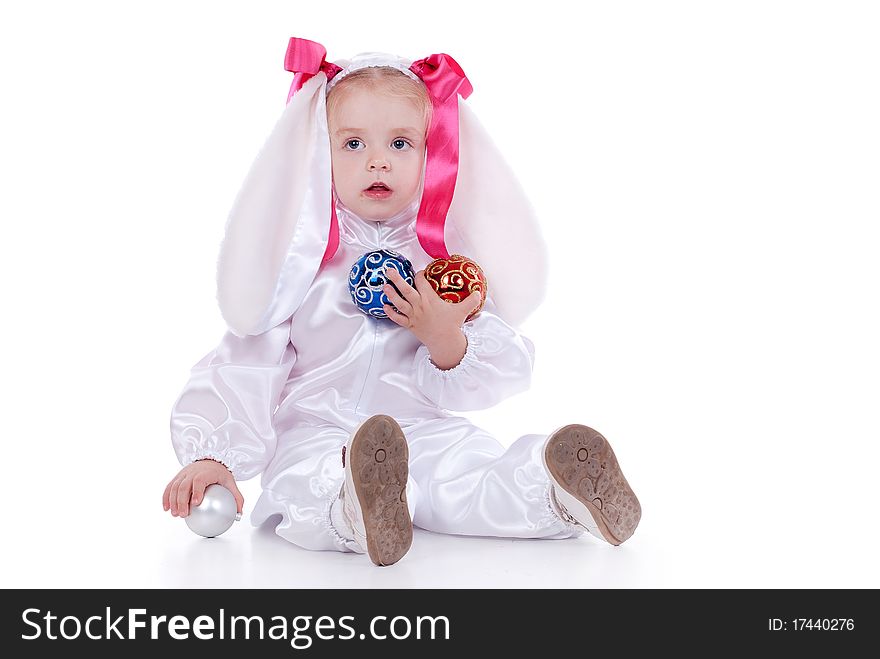 Cute baby in rabbit costume