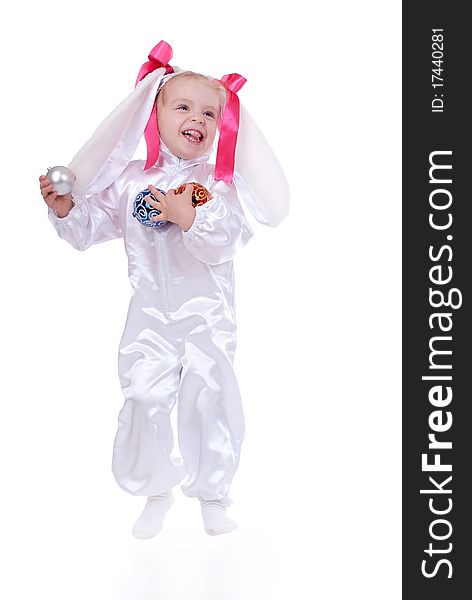 Cute baby in rabbit costume