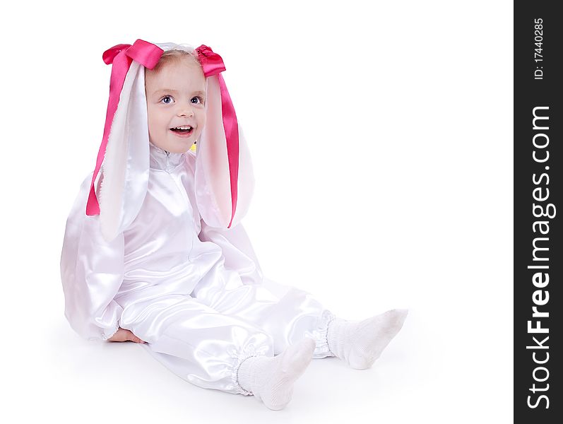 Cute baby in rabbit costume