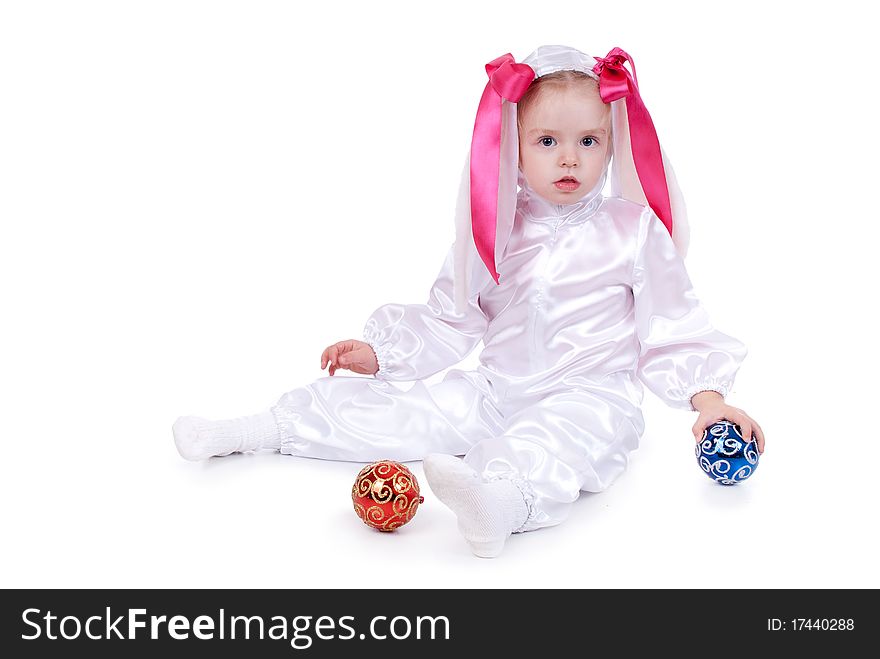 Cute baby in rabbit costume